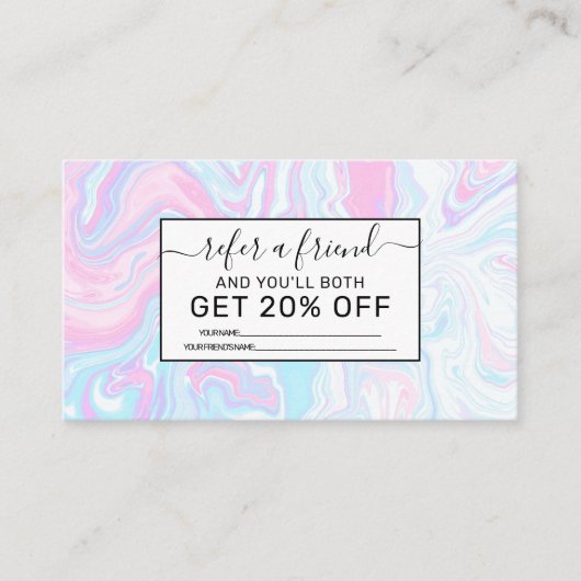 ピンクアートモダンブルー大理石の旋回パターン 紹介カード (正面)