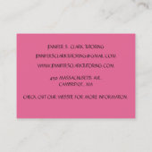 ピンクアート先生講師のエデュケーターアートクラス 名刺 (裏面)