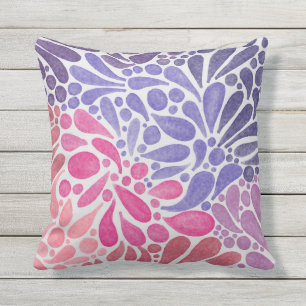 ピンクアート紫色の水色抽象芸術ドットのパターン アウトドアクッション
