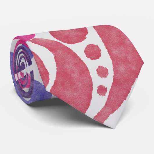 ピンクアート紫色の水色抽象芸術ドットのパターン ネクタイ (ロール)