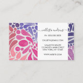 ピンクアート紫色の水色抽象芸術ドットのパターン 名刺 (裏面)