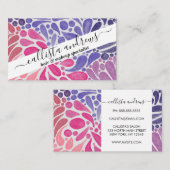 ピンクアート紫色の水色抽象芸術ドットのパターン 名刺 (正面/裏面)