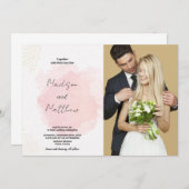 ピンクアート結婚式招待状と写真 招待状 (正面/裏面)