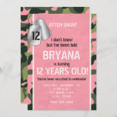 ピンクアーミードッグタグカモフラージュパーティの招待状 招待状 (正面/裏面)