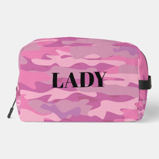 ピンクアーミー迷彩柄軍隊カモフラージトイレタリーバッグ ドップキット (裏面)