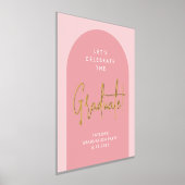 ピンクアーモダンチ卒業パーティーウェルカム金ゴールド 箔ポスター (レイダウン)