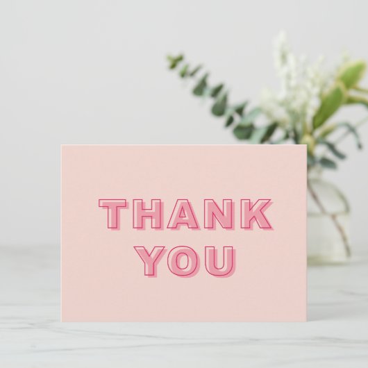 ピンクアーモダンチ型はっきりした文字サンキューカード サンキューカード (スタンド正面)
