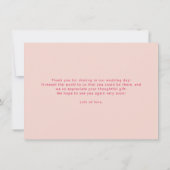 ピンクアーモダンチ型はっきりした文字サンキューカード サンキューカード (裏面)