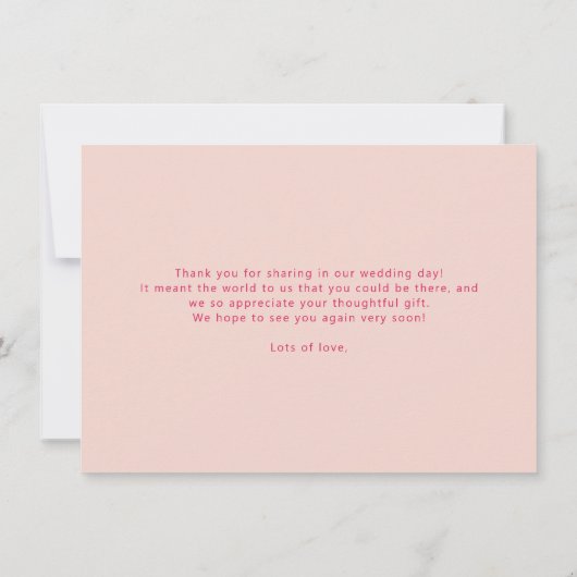 ピンクアーモダンチ型はっきりした文字サンキューカード サンキューカード (裏面)