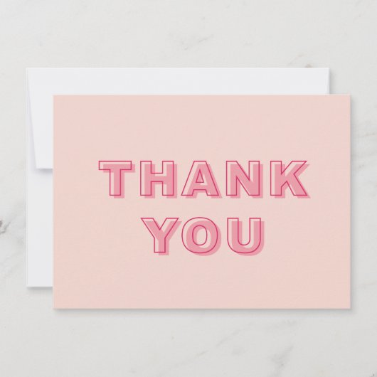ピンクアーモダンチ型はっきりした文字サンキューカード サンキューカード (正面)