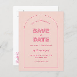 ピンクアーモダンチ型はっきりした文字日付の保存 ポストカード