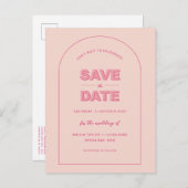 ピンクアーモダンチ型はっきりした文字日付の保存 ポストカード (正面/裏面)