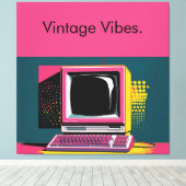 ピンクアーモダントヴィンテージコンピュータキャンバス印刷 キャンバスプリント (インサイチュ (ウッドフロア))