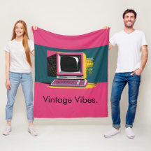 ピンクアーモダントヴィンテージフリースブランケット