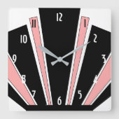 ピンクアールデコデザイン スクエア壁時計 (正面)