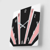 ピンクアールデコデザイン スクエア壁時計 (傾斜)
