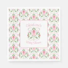 ピンクアールデコベビーシャワーランチ スタンダードランチョンナプキン