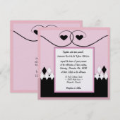 ピンクアールデコ結婚式招待状 招待状 (正面/裏面)