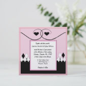 ピンクアールデコ結婚式招待状 招待状 (スタンド正面)