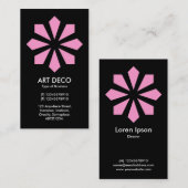 ピンクアールデコ花星 – 黒 名刺 (正面/裏面)