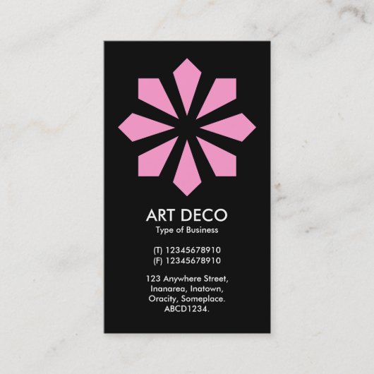 ピンクアールデコ花星 – 黒 名刺 (正面)