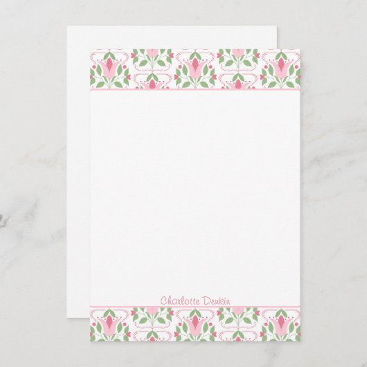 ピンクアールデコ赤ちゃんシャワーありがとうご注意 サンキューカード (正面/裏面)