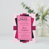 ピンクアールデコ40thサプライズパーティー誕生日 インビテーションポストカード (スタンド正面)
