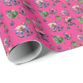 ピンクアールヌーボーステンドグラス春の花 ラッピングペーパー (ロールコーナー)