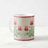 ピンクアールヌーボーチューリップトリオコーヒーマグ コーヒーマグカップ (正面左)