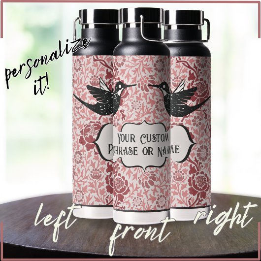 ピンクアールヌーボーフローラガーリーハミングバグランジーズ ウォーターボトル