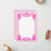ピンクアールヌーボー縁ど ノートカード (正面/裏面インサイチュ)