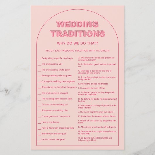 ピンクアー結婚チの伝統ブライダルシャワーゲーム (正面)