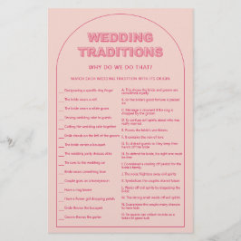 ピンクアー結婚チの伝統ブライダルシャワーゲーム チラシ