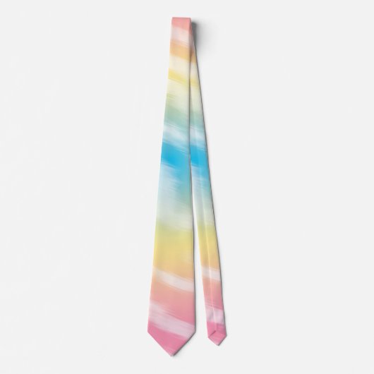 ピンクイエローとブルーの絞り染め ネクタイ (正面)