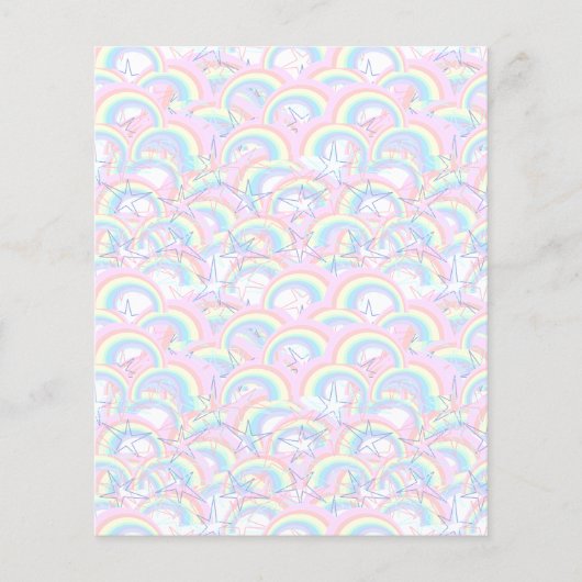 ピンクイエローアクアレインボーズスターズスクラップブック紙 (正面)