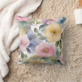 ピンクイエローウォーターのカラーバラ クッション (ブランケット)