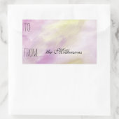 ピンクイエローウォーターカラーギフトラベル 長方形シール (バッグ)