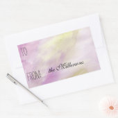 ピンクイエローウォーターカラーギフトラベル 長方形シール (封筒)