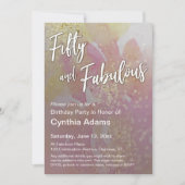 ピンクイエローウォーターカラーグリッター50と素晴らしい 招待状 (正面)