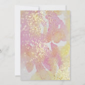 ピンクイエローウォーターカラーグリッター50と素晴らしい 招待状 (裏面)