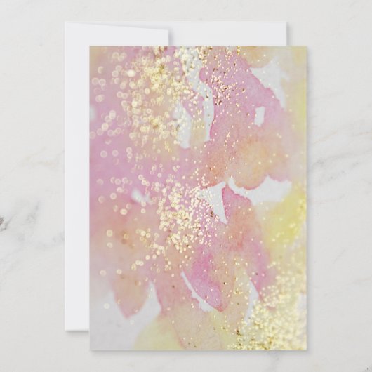 ピンクイエローウォーターカラーグリッター50と素晴らしい 招待状 (裏面)
