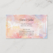 ピンクイエローウォーターカラー洗浄サロン爪、 ネイルロイヤリティ 名刺 (正面)