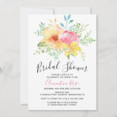 ピンクイエローウォーターブライダルシャワー 招待状 (正面)