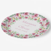 ピンクイエローウォーター色のフローラ結婚ズ ペーパープレート (アングル)