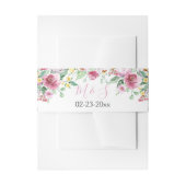 ピンクイエローウォーター色のフローラ結婚ズ 招待状ベリーバンド (正面例)