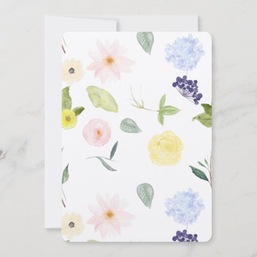 ピンクイエローウォーター色のフローラ結婚ズ 招待状 (裏面)