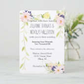 ピンクイエローウォーター色のフローラ結婚ズ 招待状 (スタンド正面)