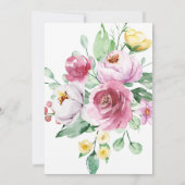 ピンクイエローウォーター色のフローラ結婚ズ 招待状 (裏面)