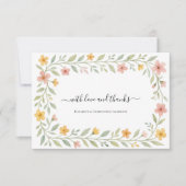 ピンクイエローウォーター色フローラありがとう ノートカード (正面)