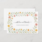 ピンクイエローウォーター色フローラありがとう ノートカード (正面/裏面)